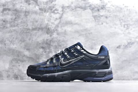 Nike P-6000 Black Blue Silver Grey Running Shoe (BS-59647)