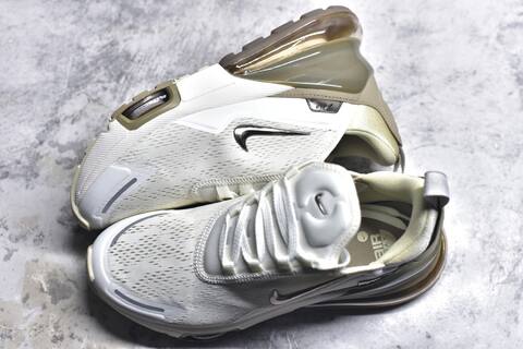 Nike Air Max 270 Premium IO9883-101 Off White Metallic Silver Light Beige Running Shoe (BS-59811)