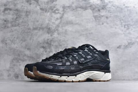 Nike P-6000 Black Gold White Gum Brown Running Shoe (BS-59661)