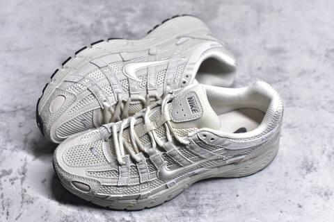 Nike P-6000 Light Beige Off White Silver Black Running Shoe (BS-59680)