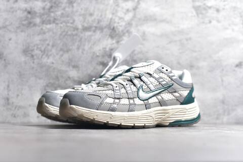Nike P-6000 White Grey Dark Green Cream Running Shoe (BS-59687)