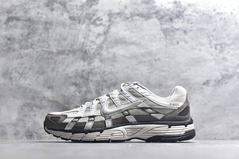 Nike P-6000 Light Grey White Brown Orange Black Running Shoe (BS-59656)