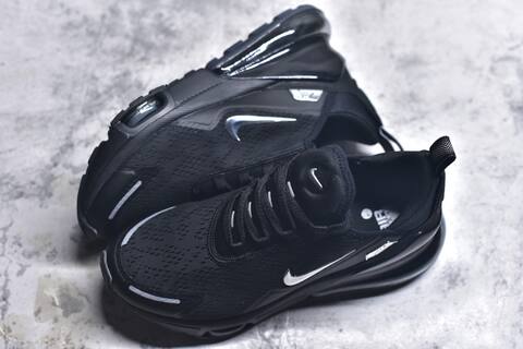 Nike Air Max 270 Premium Black Metallic Silver Running Shoe (BS-59822)