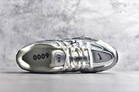 Nike P-6000 Metallic Silver Off White Black Running Shoe (BS-59686)