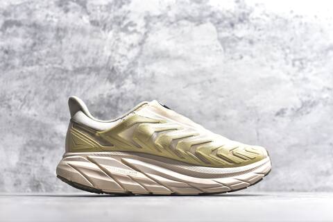 HOKA ONE ONE Project Clifton Beige Pale Yellow Off White Black Running Shoe Running Sneakers (BS-59542)