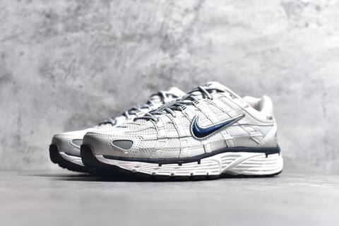 Nike P-6000 White Silver Navy Light Blue Running Shoe (BS-59688)