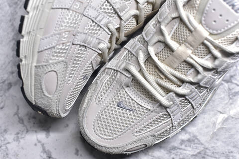 Nike P-6000 Light Beige Off White Silver Black Running Shoe (BS-59680)
