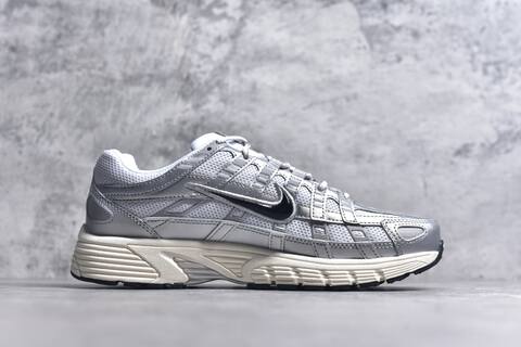 Nike P-6000 Metallic Silver White Black Sail Running Shoe (BS-59673)