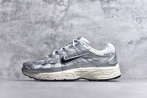 Nike P-6000 Metallic Silver White Black Sail Running Shoe (BS-59673)