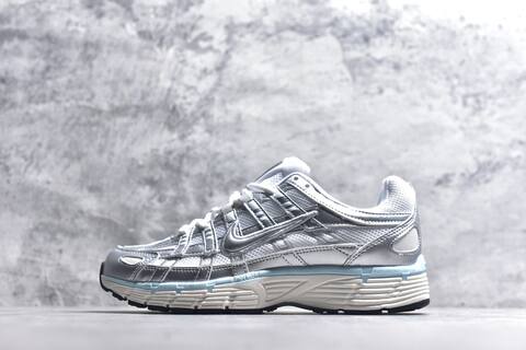 Nike P-6000 Silver White Light Blue Black Running Shoe (BS-59654)