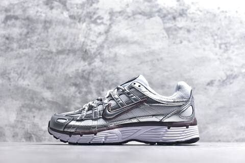 Nike P-6000 White Metallic Silver Burgundy Running Shoe (BS-59649)