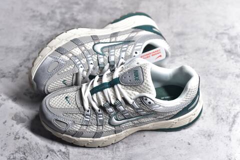 Nike P-6000 White Grey Dark Green Cream Running Shoe (BS-59687)