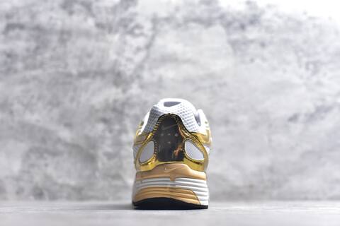 Nike P-6000 White Metallic Gold Black Beige Running Shoe (BS-59652)