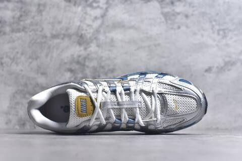 Nike P-6000 White Metallic Silver Blue Gold Running Shoe (BS-59674)