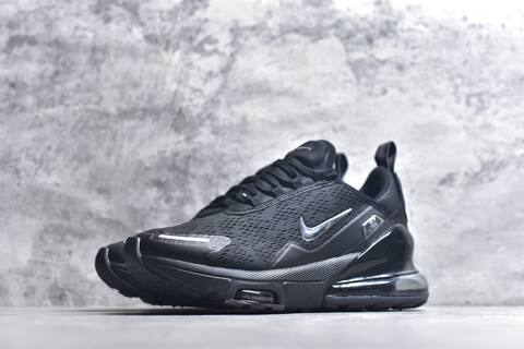 Nike Air Max 270 Premium Black Metallic Silver Running Shoe (BS-59822)