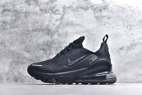 Nike Air Max 270 Premium Black Metallic Silver Running Shoe (BS-59822)