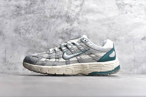 Nike P-6000 White Grey Dark Green Cream Running Shoe (BS-59687)