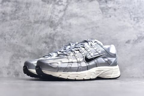 Nike P-6000 Metallic Silver White Black Sail Running Shoe (BS-59673)