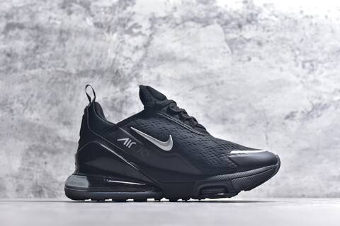 Nike Air Max 270 Premium Black Metallic Silver Running Shoe (BS-59822)