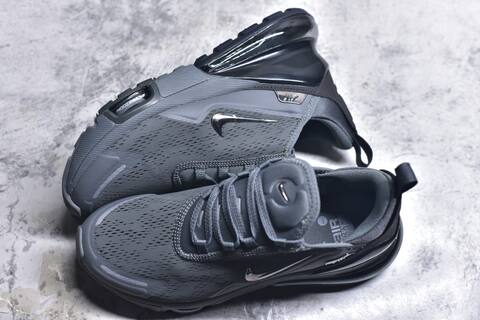 Nike Air Max 270 Premium IO9883-006 Dark Grey Metallic Silver Black Running Shoe (BS-59813)