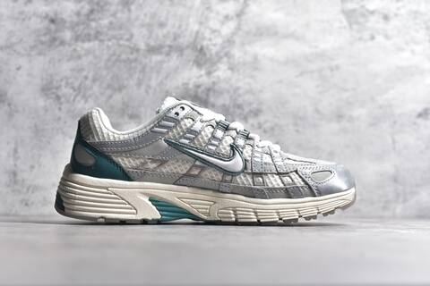 Nike P-6000 White Grey Dark Green Cream Running Shoe (BS-59687)