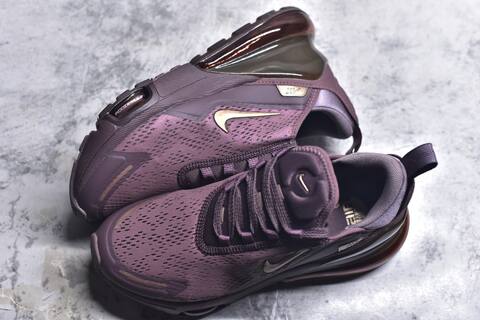 Nike Air Max 270 Premium IO9884-501 Plum Dark Purple Metallic Gold Running Shoe (BS-59815)
