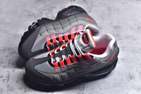 Nike Air Max 95 Grey Black White Bright Red Sneaker (BS-59630)