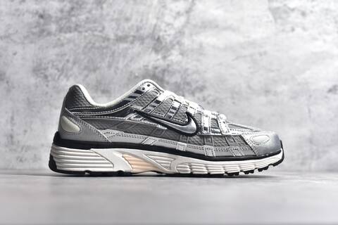 Nike P-6000 Metallic Silver Off White Black Running Shoe (BS-59686)