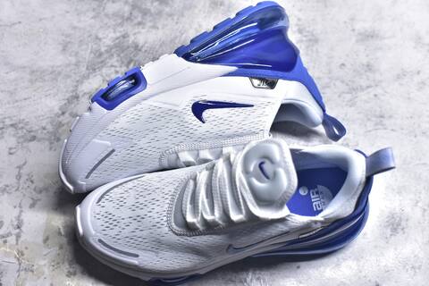Nike Air Max 270 Premium IO9884-107 White Royal Blue Silver Running Shoe (BS-59818)