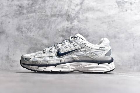 Nike P-6000 White Silver Navy Light Blue Running Shoe (BS-59688)