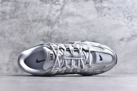 Nike P-6000 Metallic Silver White Black Sail Running Shoe (BS-59673)