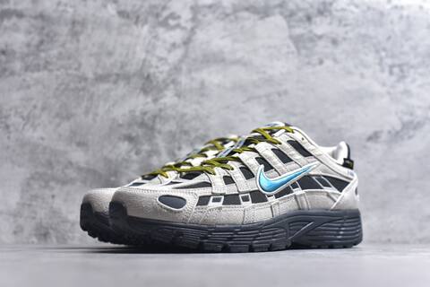 Nike P-6000 Light Grey Black Blue Yellow Running Shoe (BS-59668)
