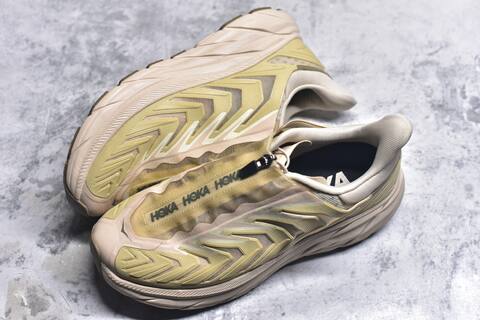 HOKA ONE ONE Project Clifton Beige Pale Yellow Off White Black Running Shoe Running Sneakers (BS-59542)