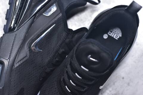 Nike Air Max 270 Premium Black Metallic Silver Running Shoe (BS-59822)