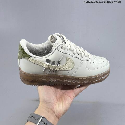 Nike Air Force 1 07 Light Beige Olive Green Gum Brown EU 36-45 Sneaker - Unisex (BS-60346)