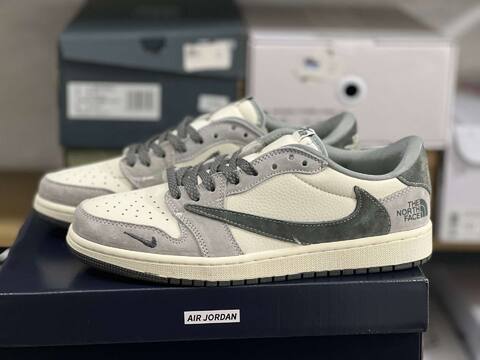 Jordan Air Jordan 1 Low Travis Scott The North Face Sail Light Grey Dark Grey Sneaker (BS-87169)