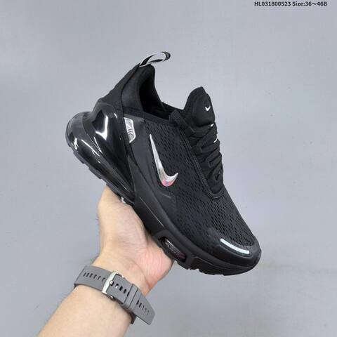 Nike Air Max 270 Premium Black Metallic Silver White EU 36-46 Running Shoe - Unisex (BS-60182)