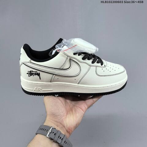 Nike Air Force 1 07 LV8 Stussy Off White Black EU 36-45 Sneaker - Unisex (BS-59980)