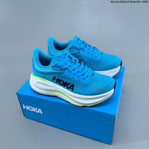 HOKA Bondi 9 Blue White Neon Green Black EU 36-45 Running Shoe Running Sneakers - Unisex (BS-69402)