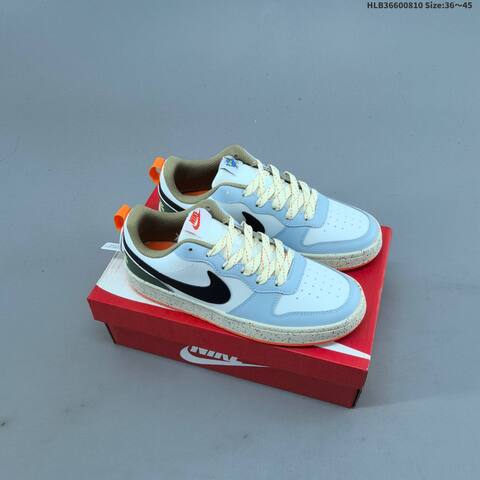 Nike Court Borough Low 2 GS White Light Blue Black Orange EU 36-45 Skate Shoe - Unisex (BS-59886)