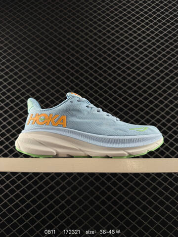 HOKA ONE ONE Clifton 9 Light Blue White Orange Green EU 36-46 Running Shoe Running Sneakers - Unisex (BS-86497)