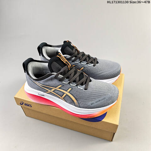 Asics Gel-Nimbus 27 Grey Black Orange Red White EU 36-47 Running Shoe Running Sneakers - Unisex (BS-69204)