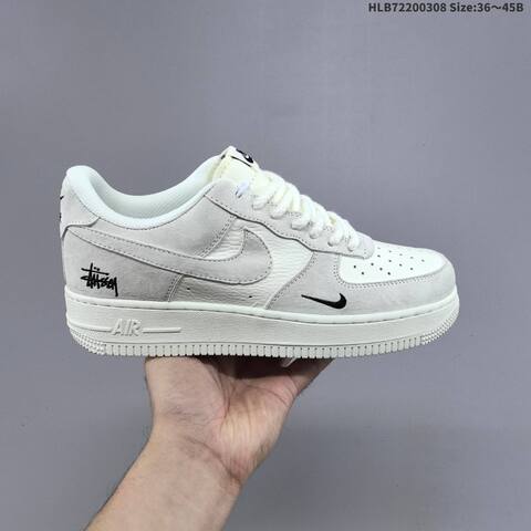 Nike Air Force 1 07 LV8 Stussy Off White Light Grey Black EU 36-45 Sneaker - Unisex (BS-61441)