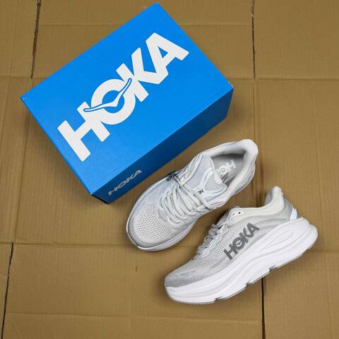 HOKA Bondi 9 Light Grey White Running Shoe Running Sneakers (BS-86905)