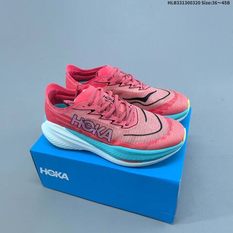 HOKA ONE ONE Mach X Coral Pink Cyan White Black EU 36-45 Running Shoe Running Sneakers - Unisex (BS-69378)
