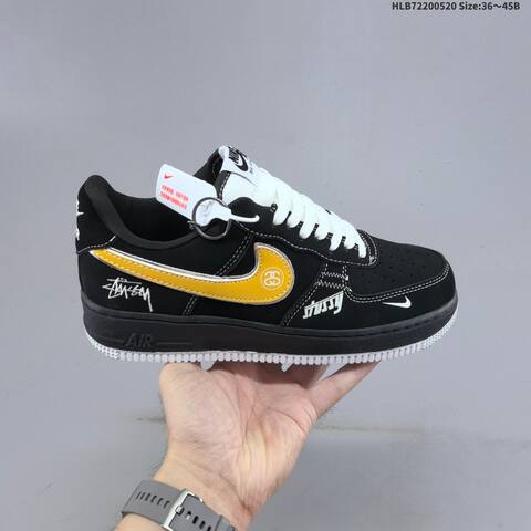 Nike Air Force 1 07 Low Stussy Black Yellow White EU 36-45 Sneaker - Unisex (BS-60244)
