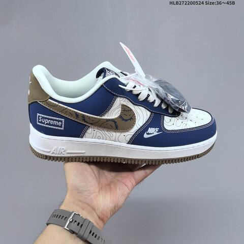 Nike Air Force 1 07 LV8 LD1999-030 Navy Blue White Olive Brown EU 36-45 Sneaker - Unisex (BS-60161)