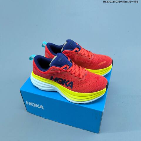 HOKA ONE ONE Bondi 8 Red Navy Yellow White Cyan EU 36-45 Running Shoe Running Sneakers - Unisex (BS-69367)
