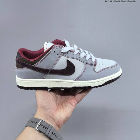 Nike Dunk Low Grey Burgundy White EU 36-46 Skate Shoe - Unisex (BS-60890)