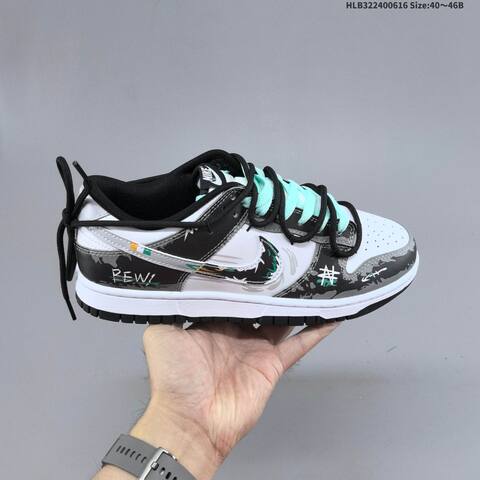 Nike SB Dunk Low DIY Custom White Black Grey Mint Green EU 40-46 Skate Shoe - Men's (BS-59908)